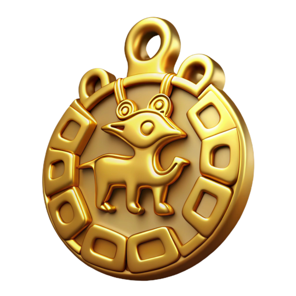 impressive rustic Inca Gold Pendant Animal Motif Cutout genuine png