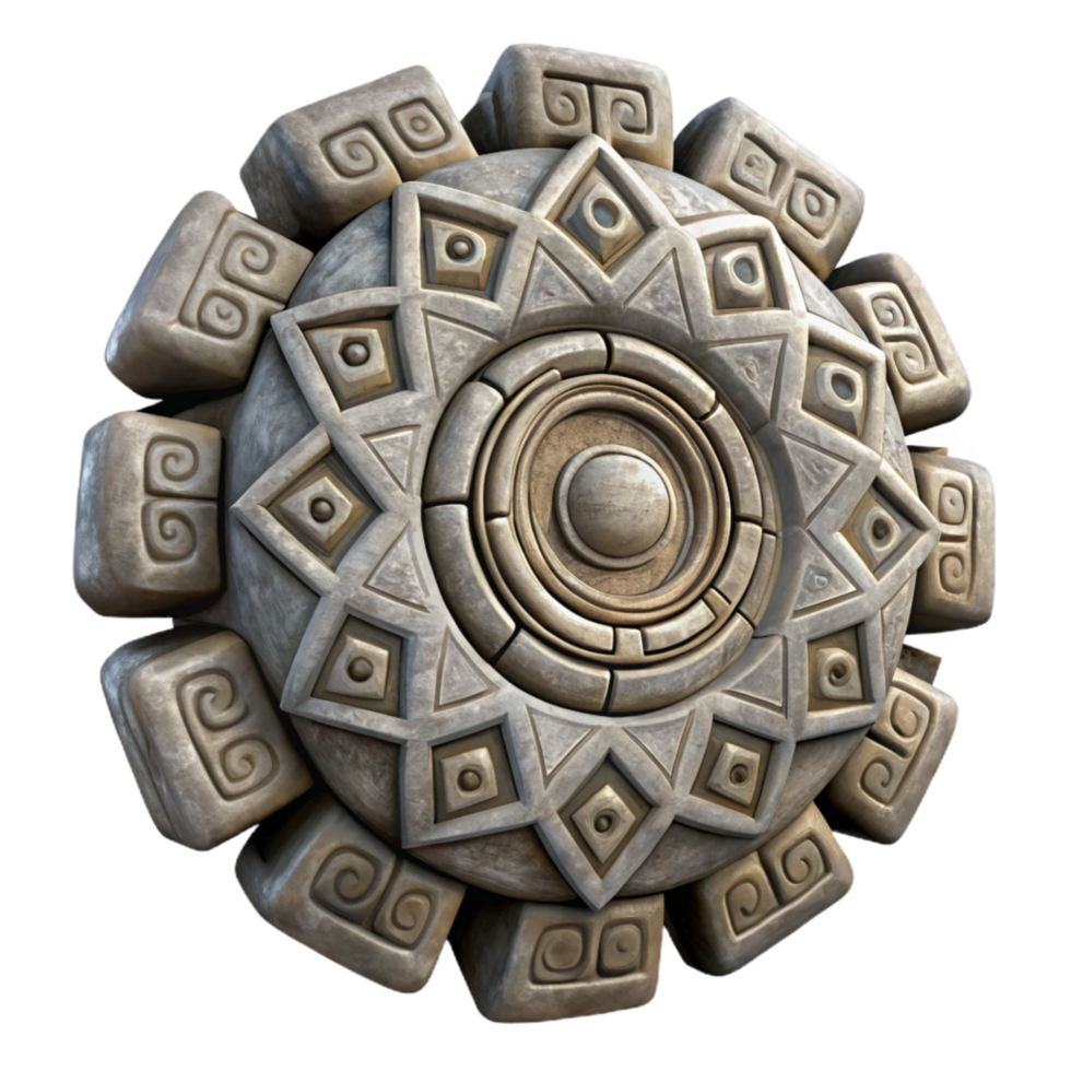 elegant artistic Inca Stone Carving Abstract Pattern Cutout detailed png