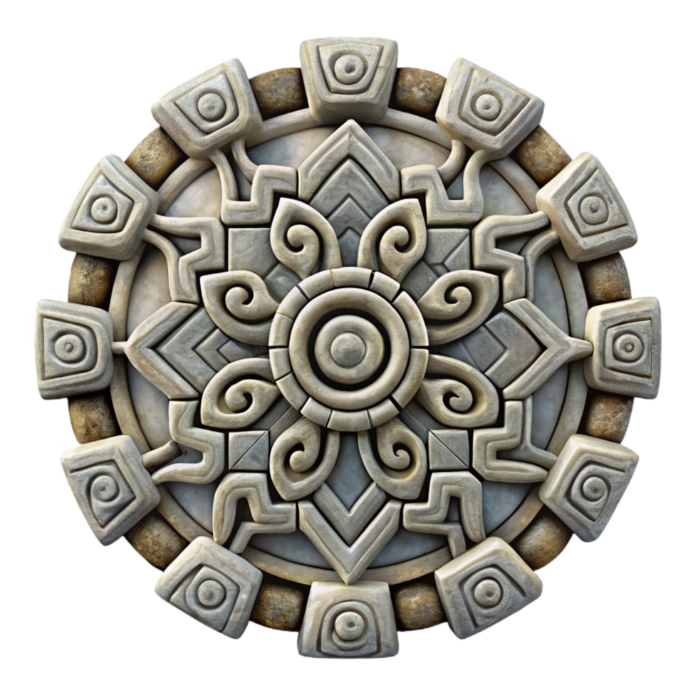 elegant vintage Inca Stone Carving Abstract Pattern Cutout professional png