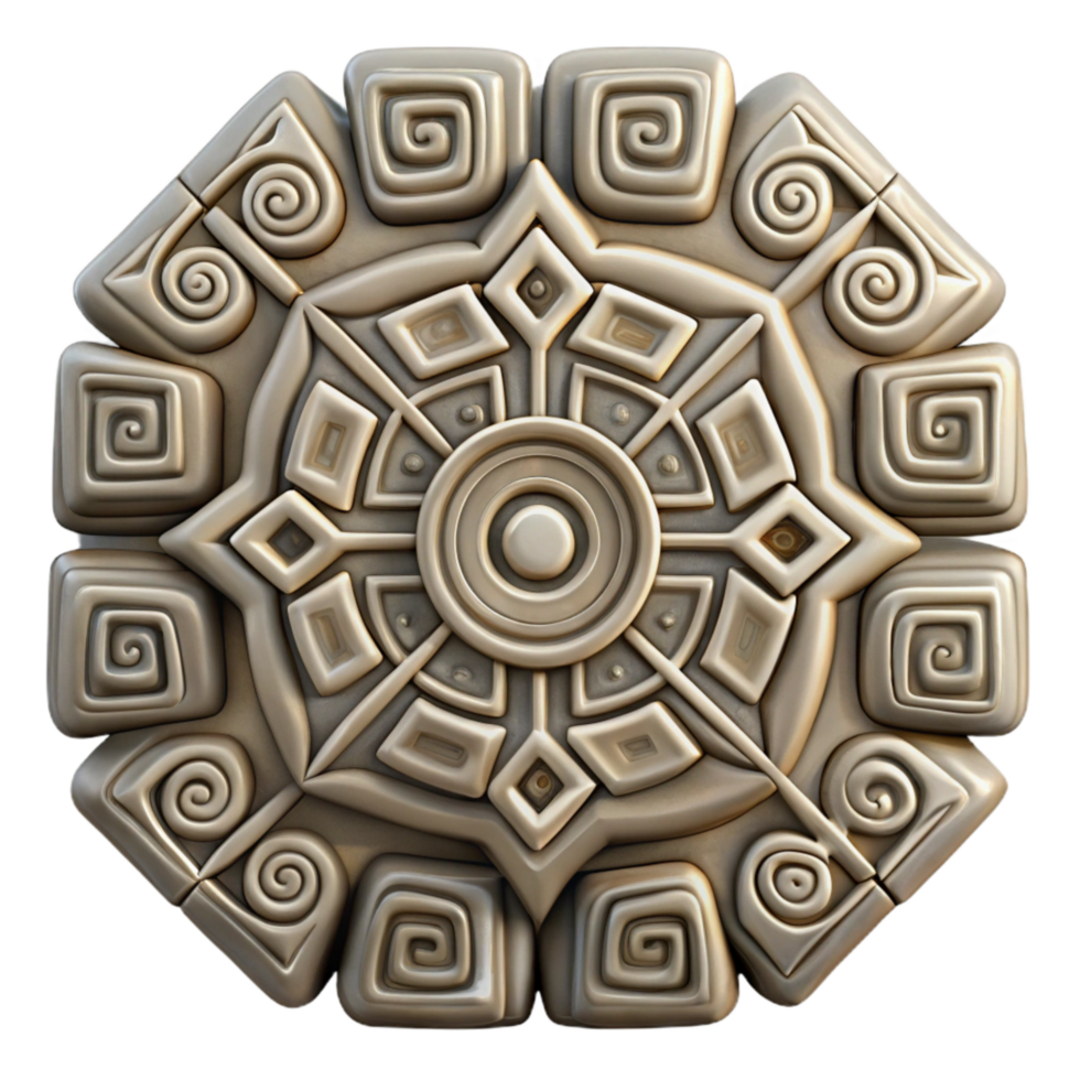 elegant creative Inca Stone Carving Abstract Pattern Cutout detailed png