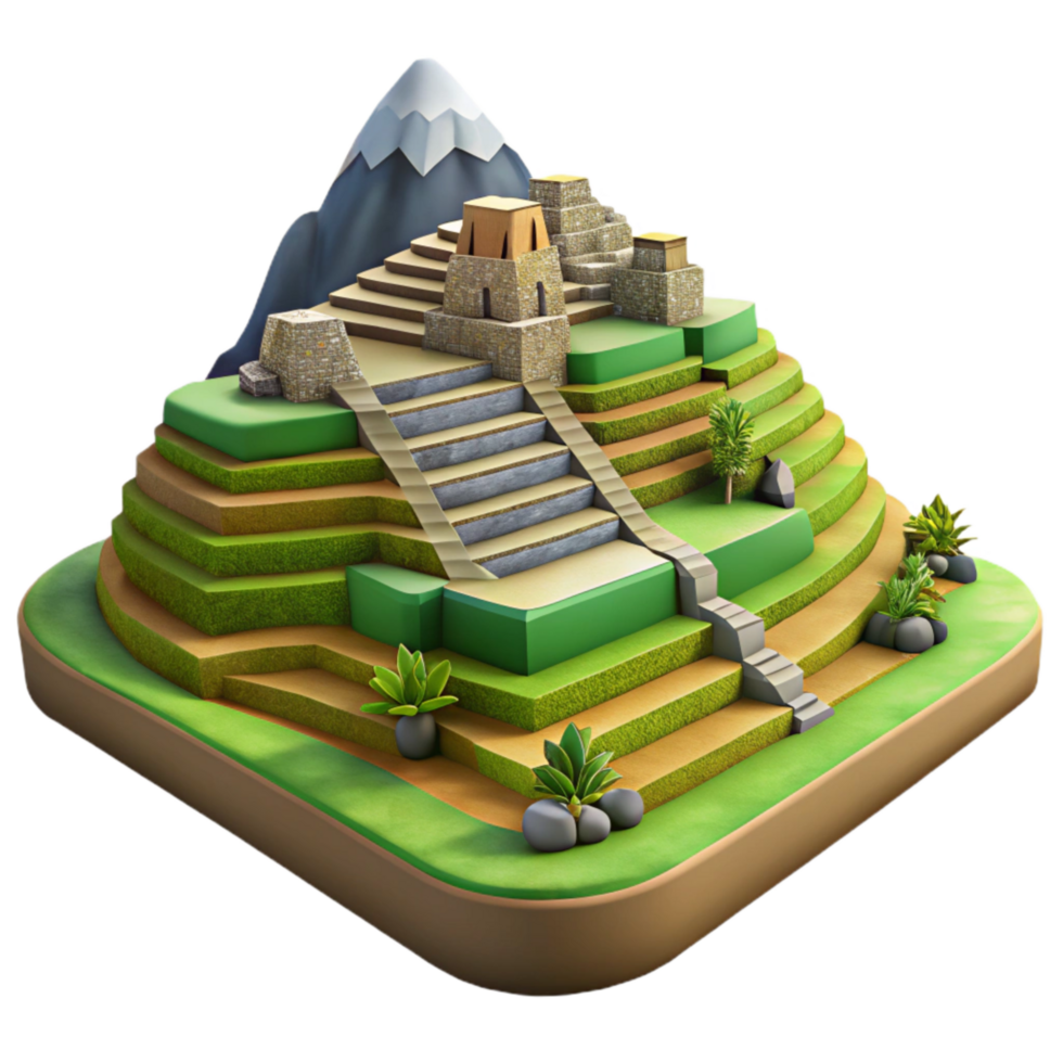 magnificent minimalist Inca Terrace Farming Landscape View Isolated original png
