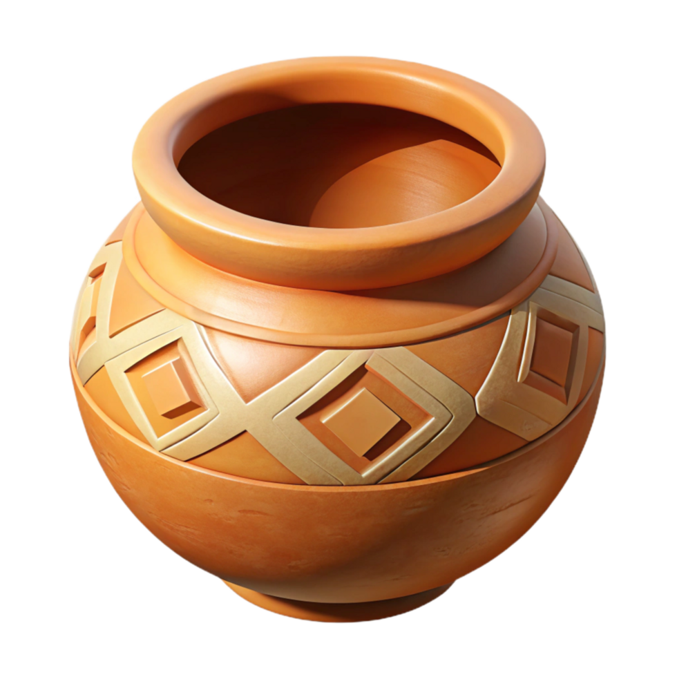 wonderful contemporary Inca Terracotta Pot Geometric Design Cutout authentic png