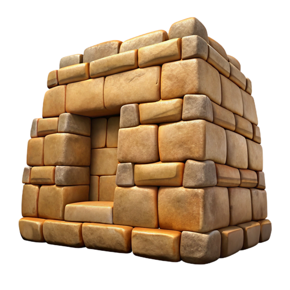 vibrant minimalist Inca Wall Stonework Detail Cutout Element premium png