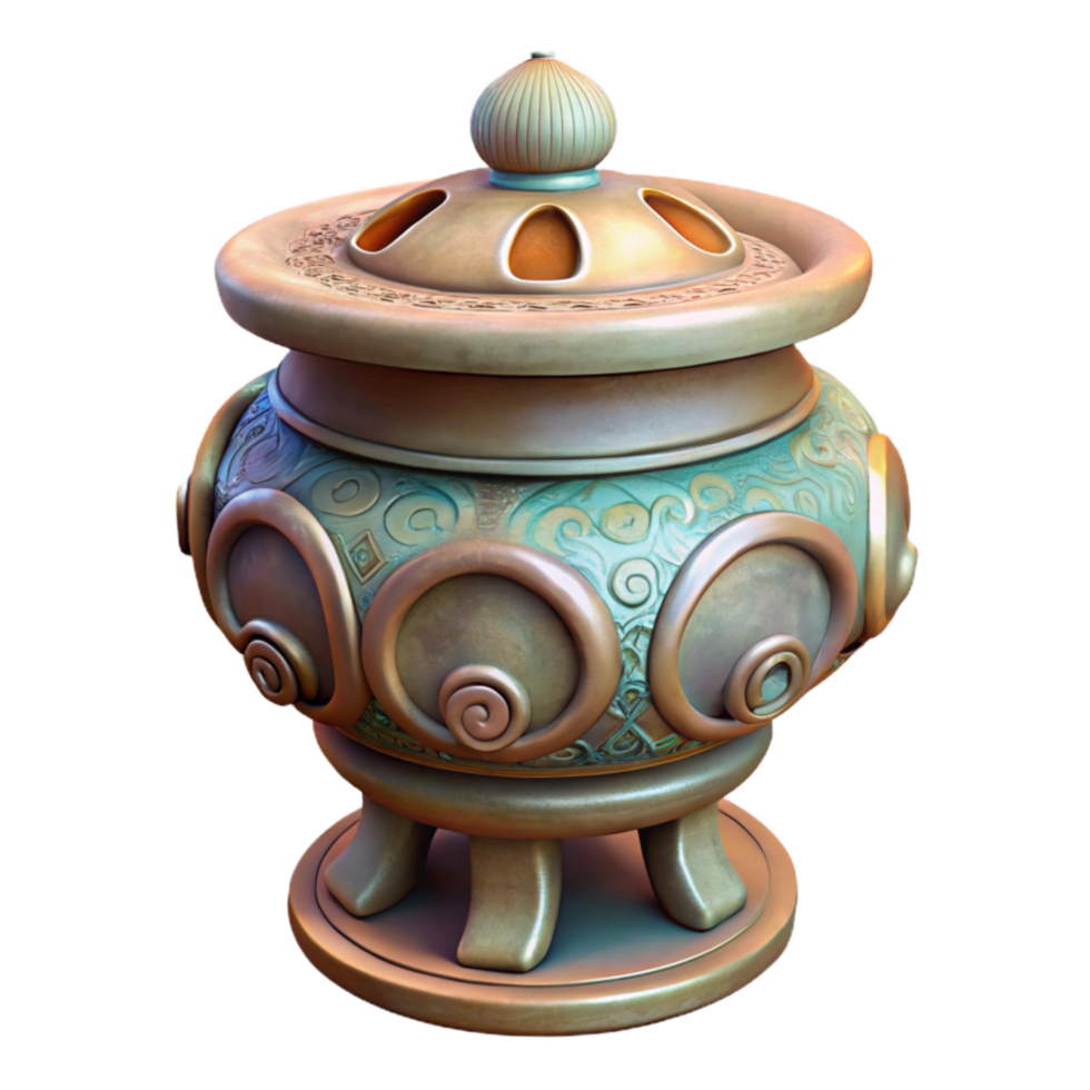 wonderful creative Incense Burner Ceramic Ornate Design Transparent Background high quality png