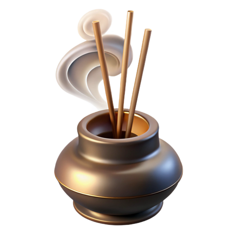 elegant artistic Incense Holder with Smoke Trails on Transparent Background professional png