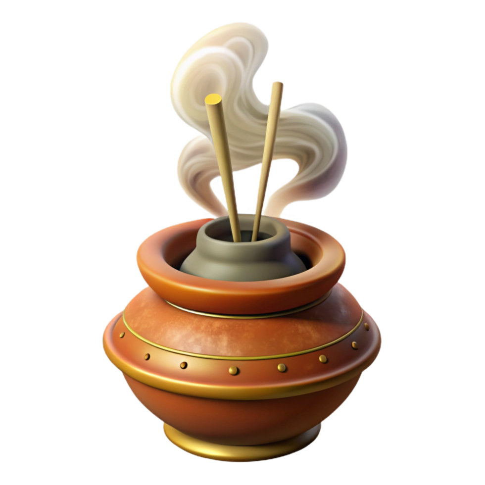 serene artistic Incense Holder with Smoke Trails on Transparent Background original png