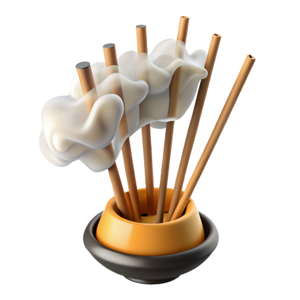 beautiful artistic Incense Sticks Burning Smoke Transparent Background detailed png