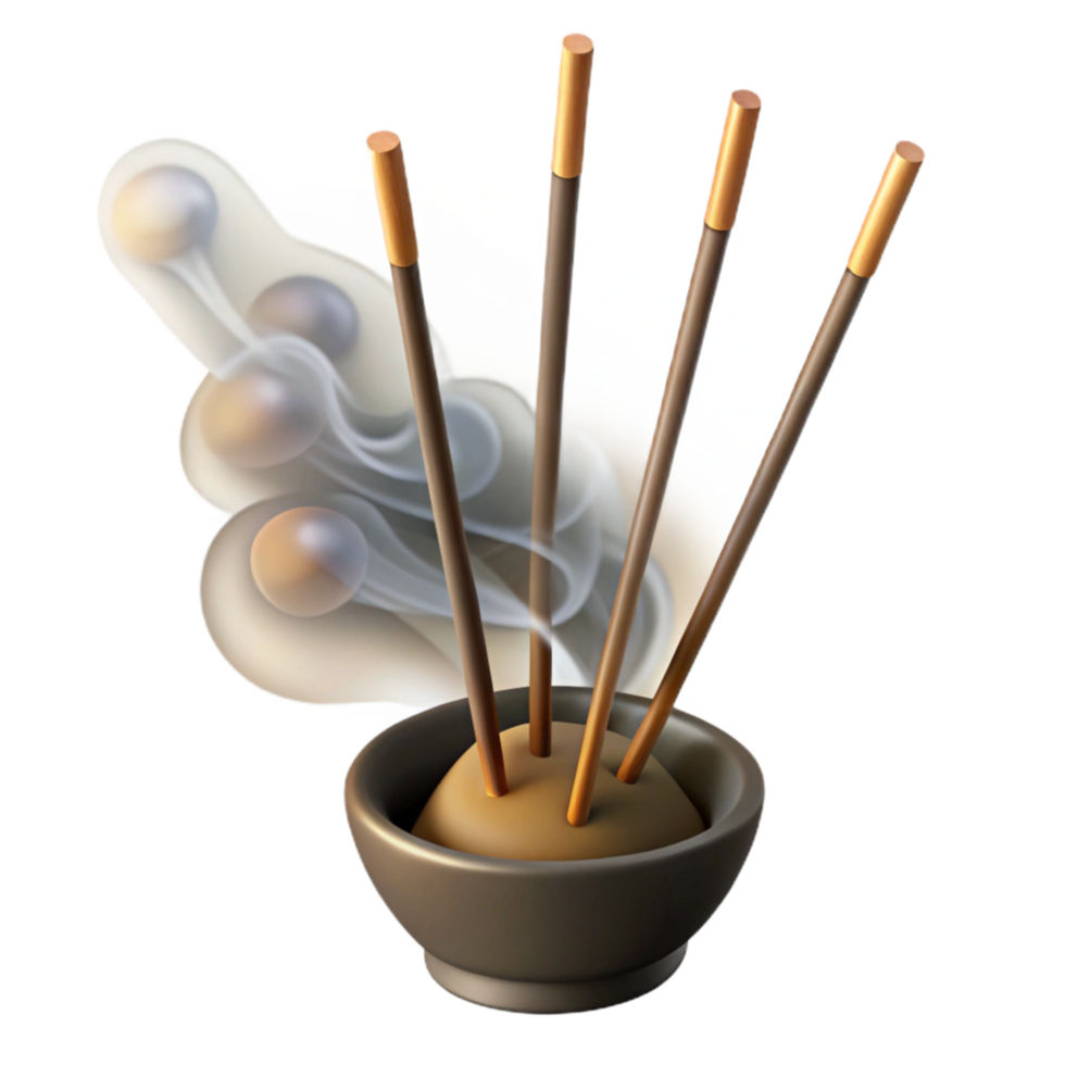 beautiful rustic Incense Sticks Burning Smoke Transparent Background genuine png