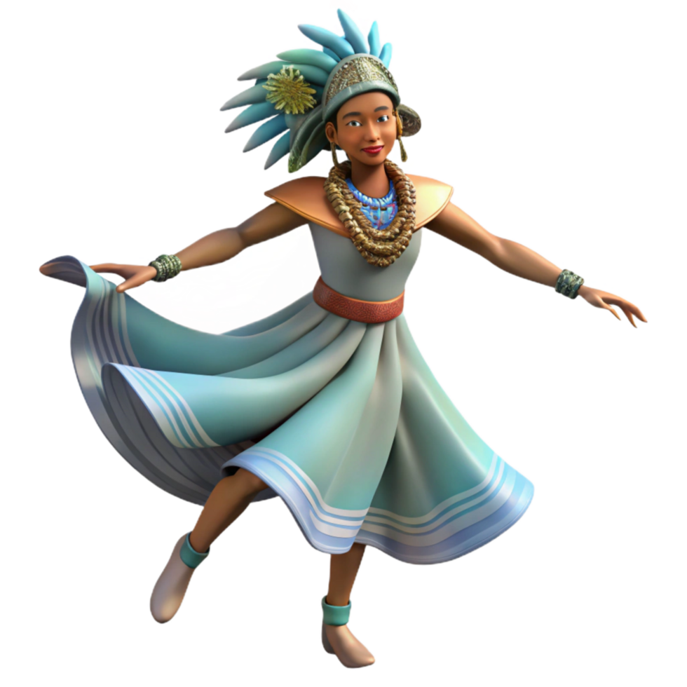 elegant rustic Indigenous Dancer with Flowing Dress Cutout high quality png