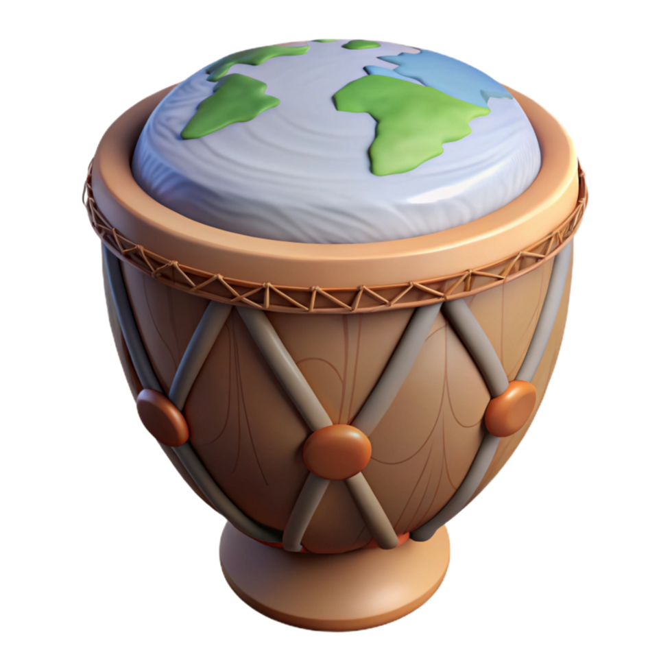 serene rustic Indigenous Drum with Earth Tone Colors Cutout detailed png