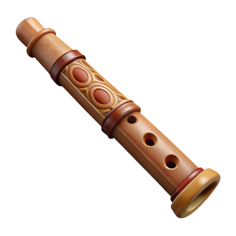 stunning modern Indigenous Flute with Carvings Isolated on Transparent Background exclusive png