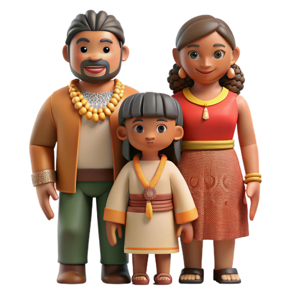 magnificent minimalist Indigenous Family in Traditional Clothing Cutout professional png