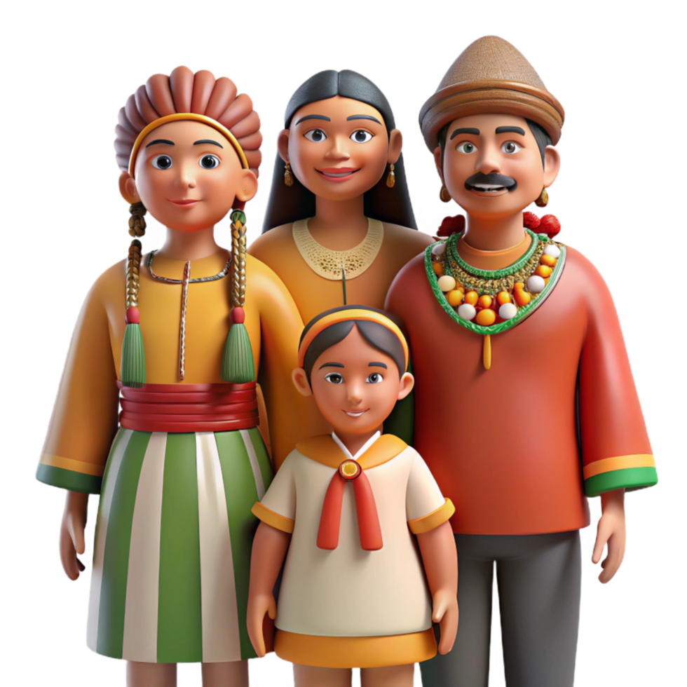 extraordinary modern Indigenous Family in Traditional Clothing Cutout exclusive png