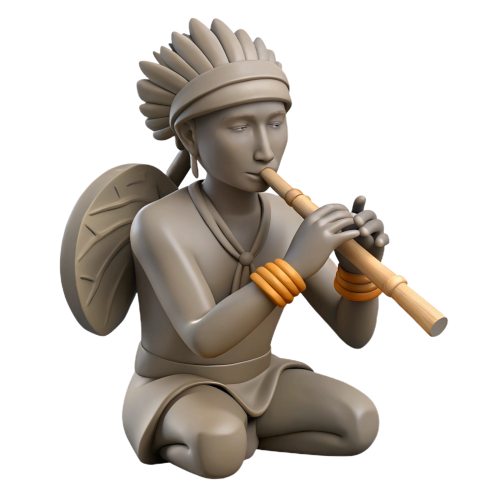 vibrant creative Indigenous Flute Player Silhouette Cutout high resolution png