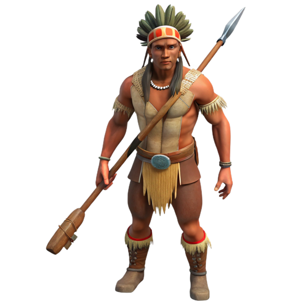 serene vintage Indigenous Hunter Silhouette Cutout high resolution png