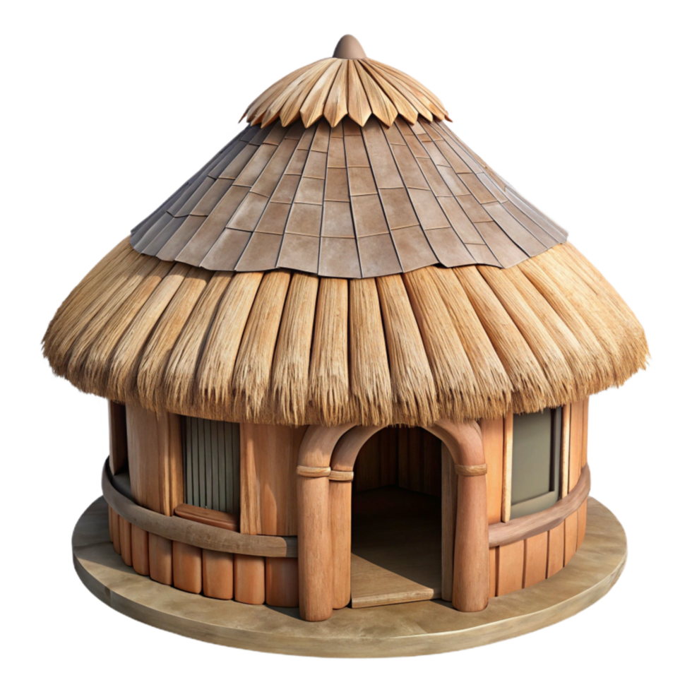 elegant abstract Indigenous Hut with Thatched Roof Cutout authentic png