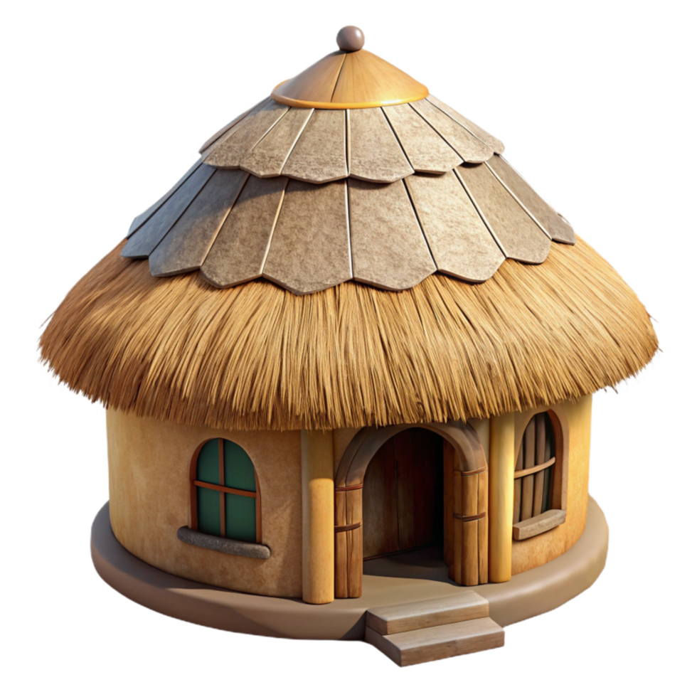 serene vintage Indigenous Hut with Thatched Roof Cutout professional png