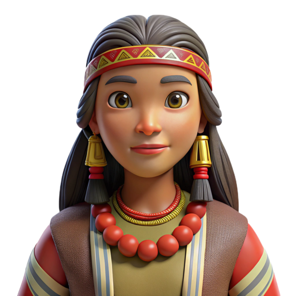 impressive creative Indigenous Woman in Traditional Dress Isolated Element detailed png