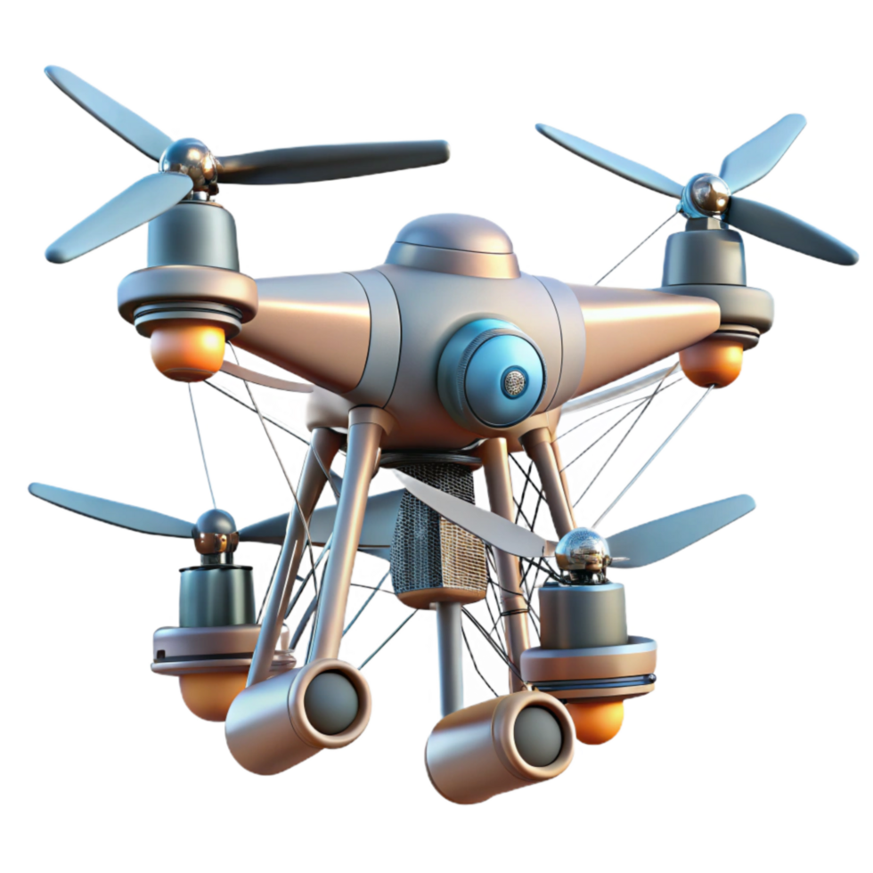 stunning vintage Industrial Drone Inspecting Power Lines Transparent Background professional png