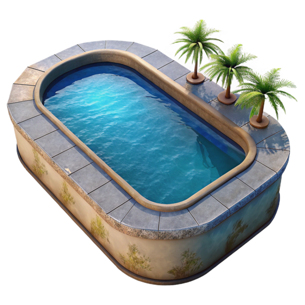 wonderful abstract Infinity Pool with Ocean View Isolated Element premium png