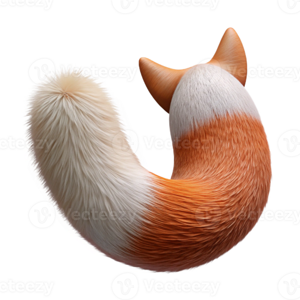vibrant traditional Injured Fox Tail Close Up Transparent Background high resolution png