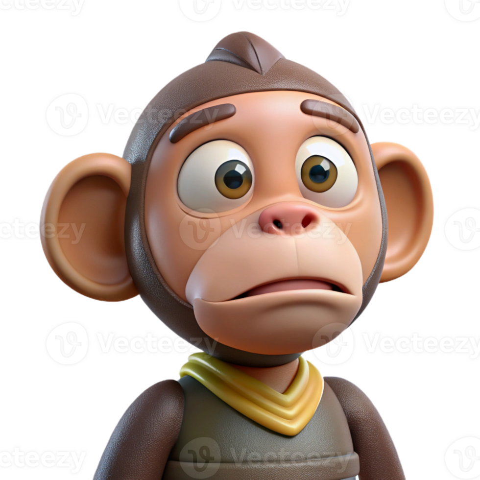 dramatic minimalist Injured Monkey Face Sad Expression Transparent high resolution png