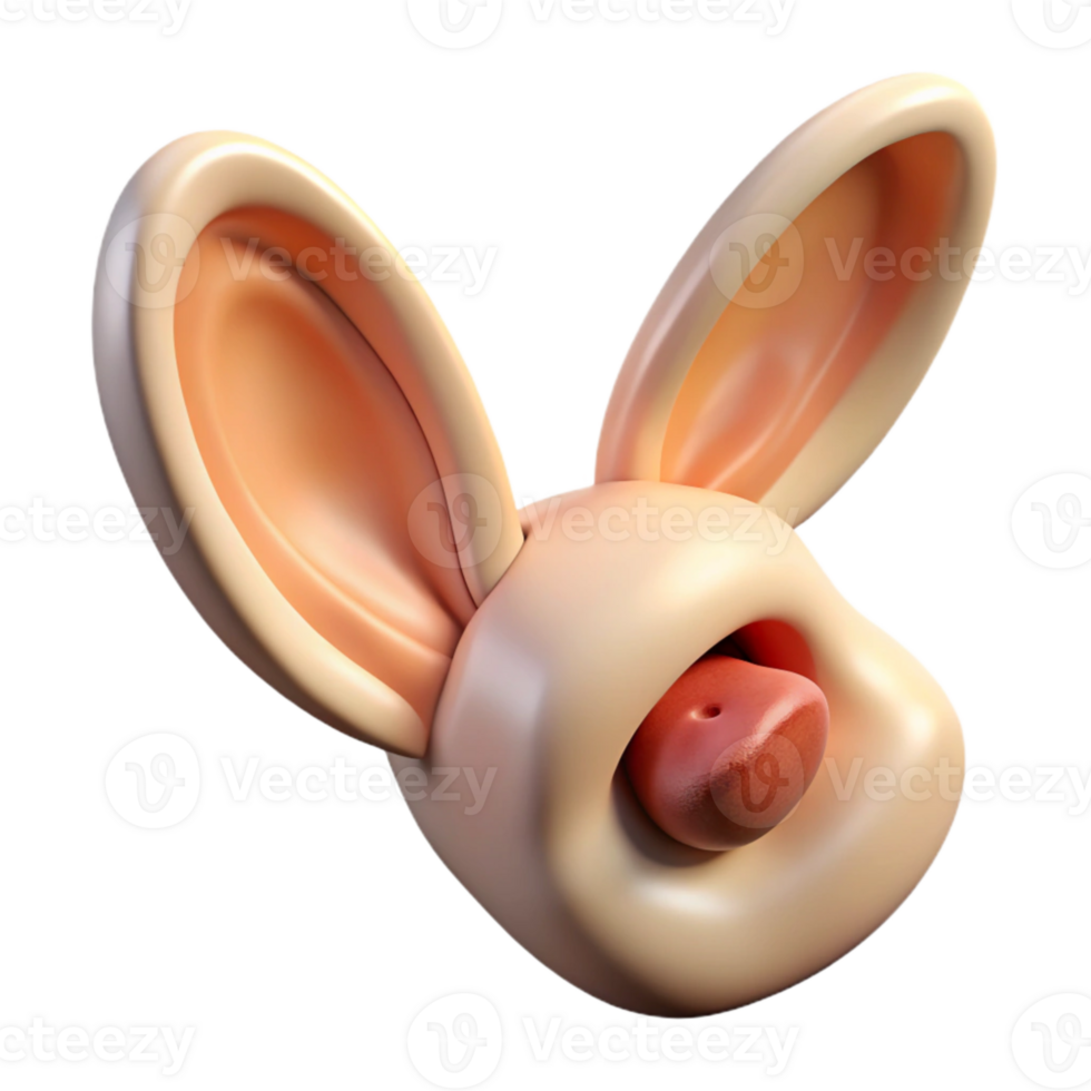 elegant classic Injured Rabbit Ear Close Up Transparent Background detailed png