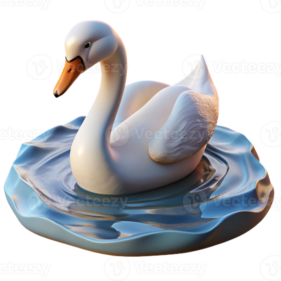 impressive contemporary Injured Swan on Water Surface Transparent Background genuine png