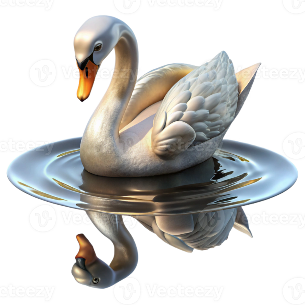 beautiful modern Injured Swan Reflection in Water Transparent Background exclusive png