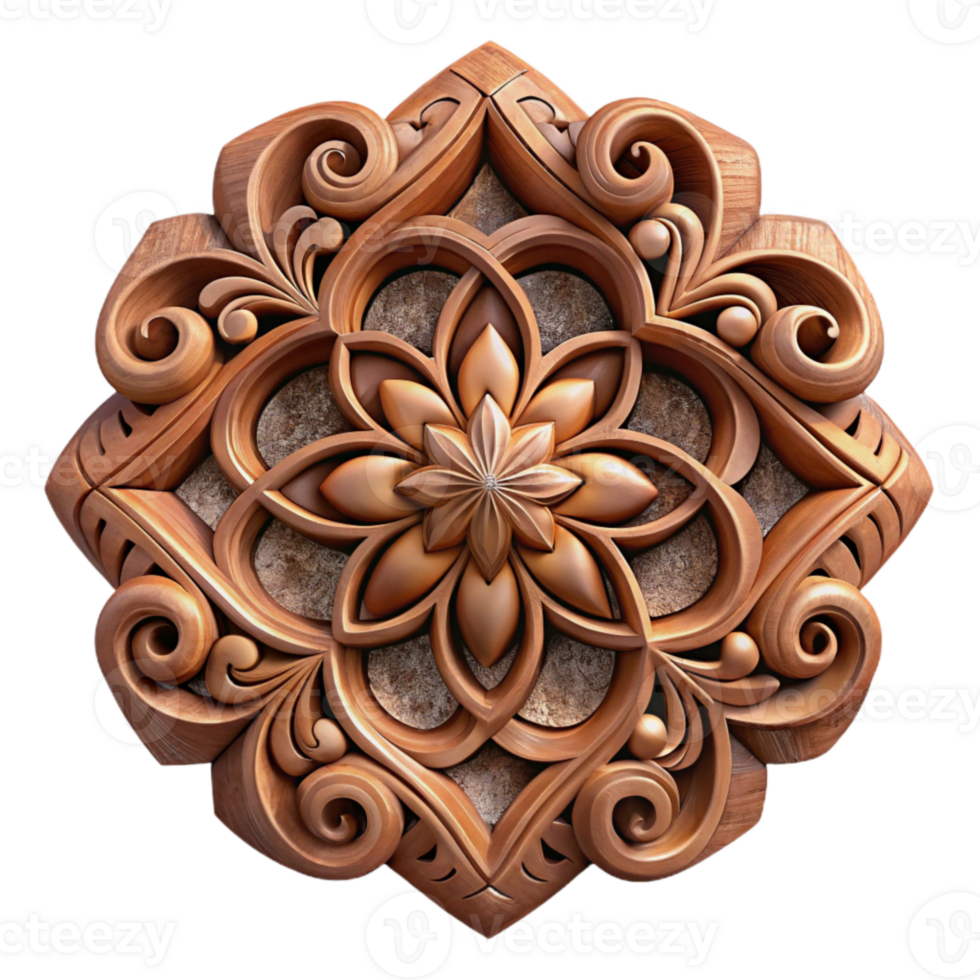extraordinary creative Intricate Carved Wood Detail Transparent Background detailed png