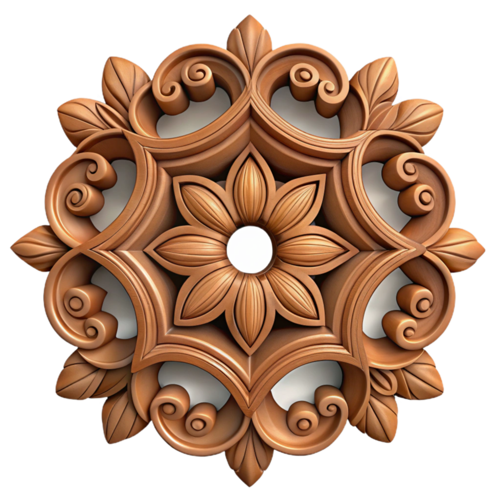 beautiful contemporary Intricate Wood Carving Floral Pattern Transparent Background original png