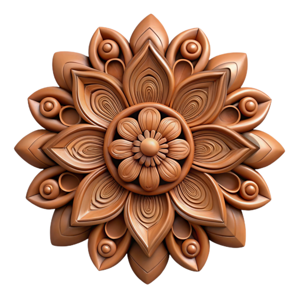 wonderful traditional Intricate Wood Carving Floral Pattern Transparent Background high quality png