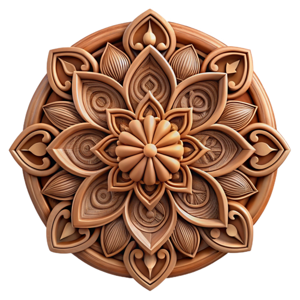 extraordinary minimalist Intricate Wood Carving Floral Pattern Transparent Background authentic png