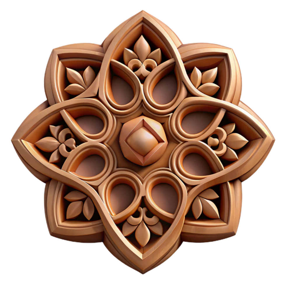 wonderful rustic Intricate Wood Carving Pattern Isolated premium png