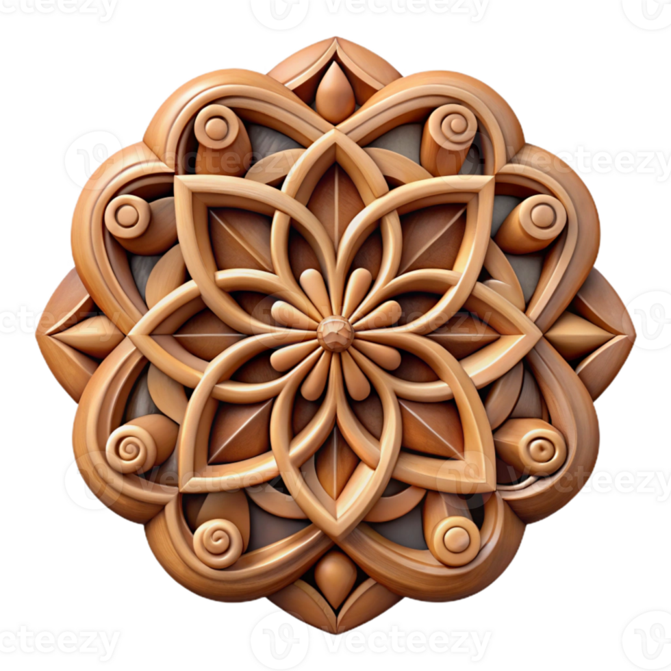 wonderful artistic Intricate Wood Carving Pattern Isolated high resolution png