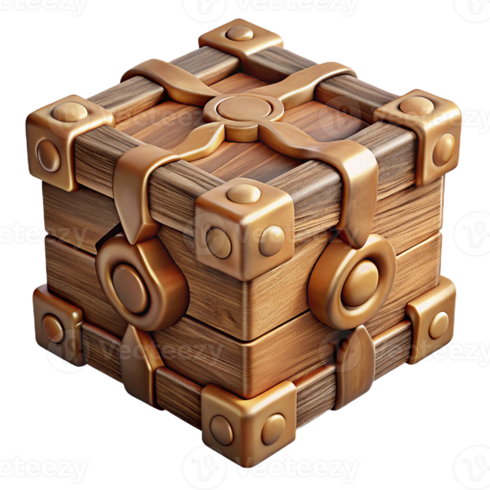extraordinary abstract Intricate Wooden Puzzle Box Closed Isolated exclusive png