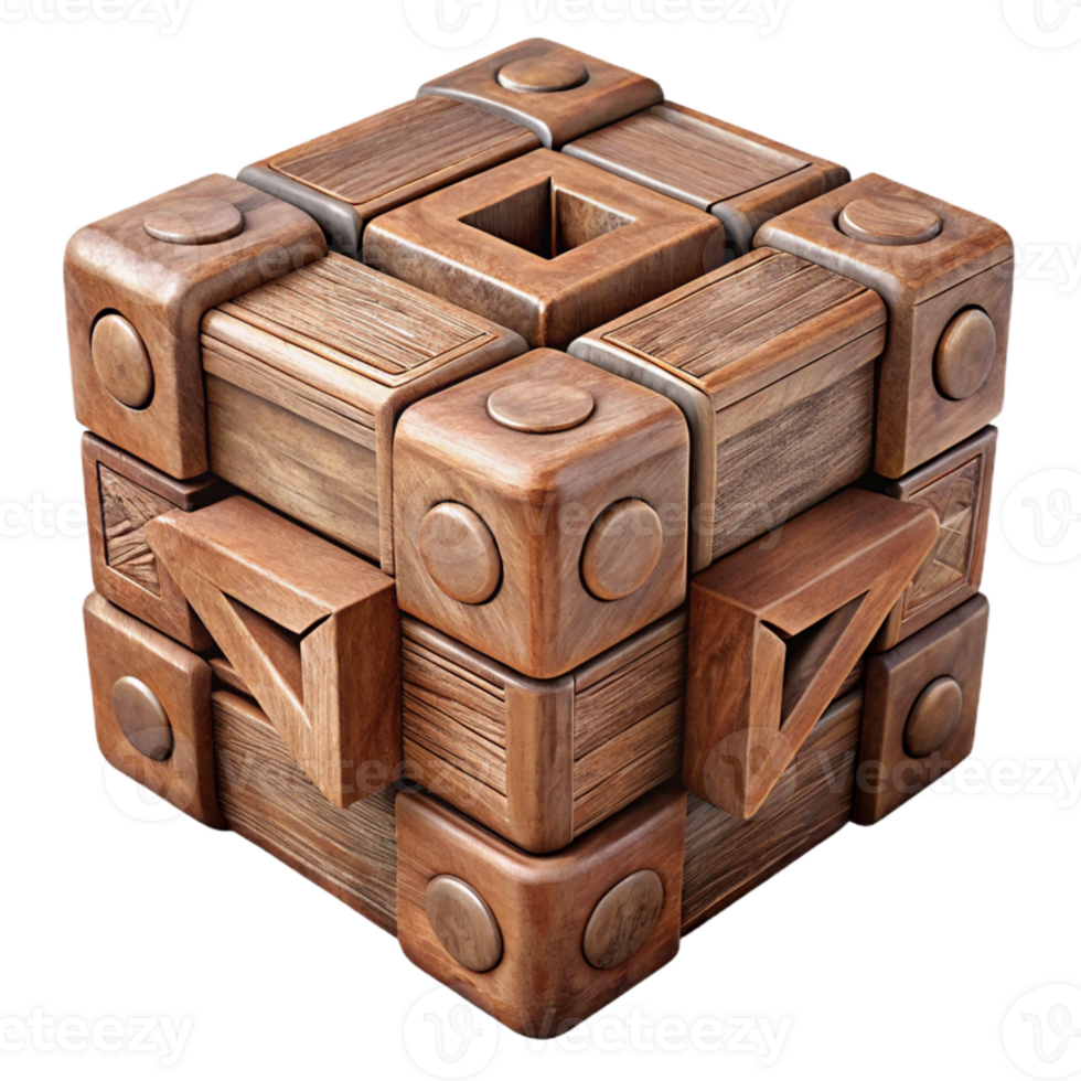 dramatic contemporary Intricate Wooden Puzzle Box Closed Isolated exclusive png