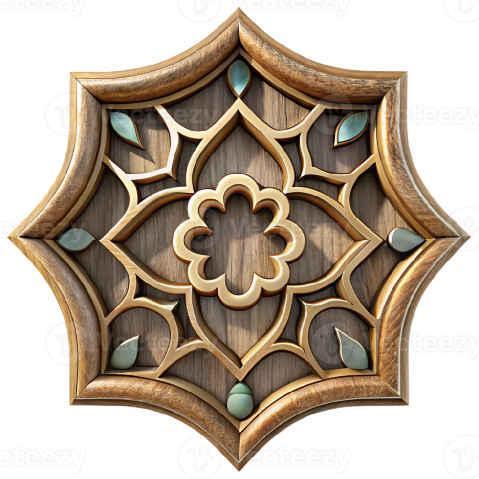 impressive abstract Intricate Wood Inlay Border Design Cutout professional png