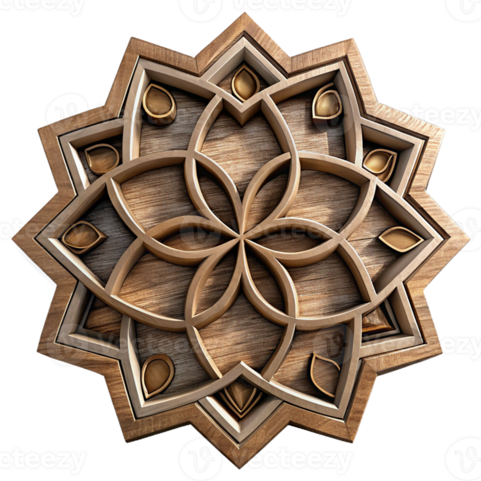 impressive abstract Intricate Wood Inlay Design Cutout premium png