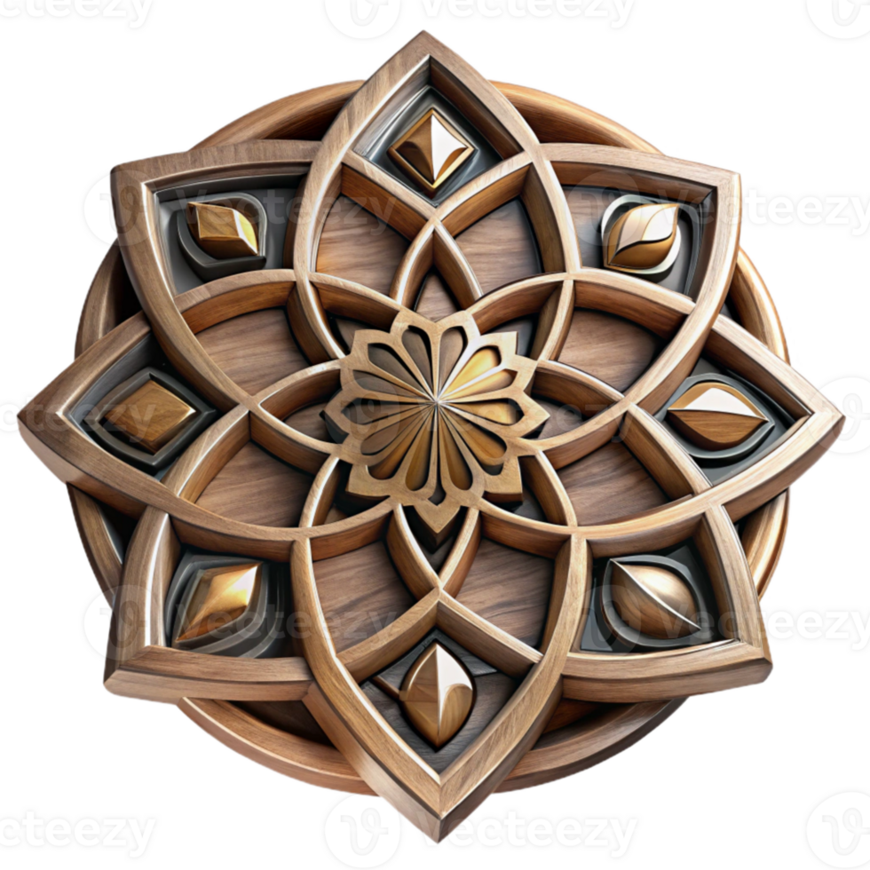 vibrant minimalist Intricate Wood Inlay Detail Isolated high resolution png
