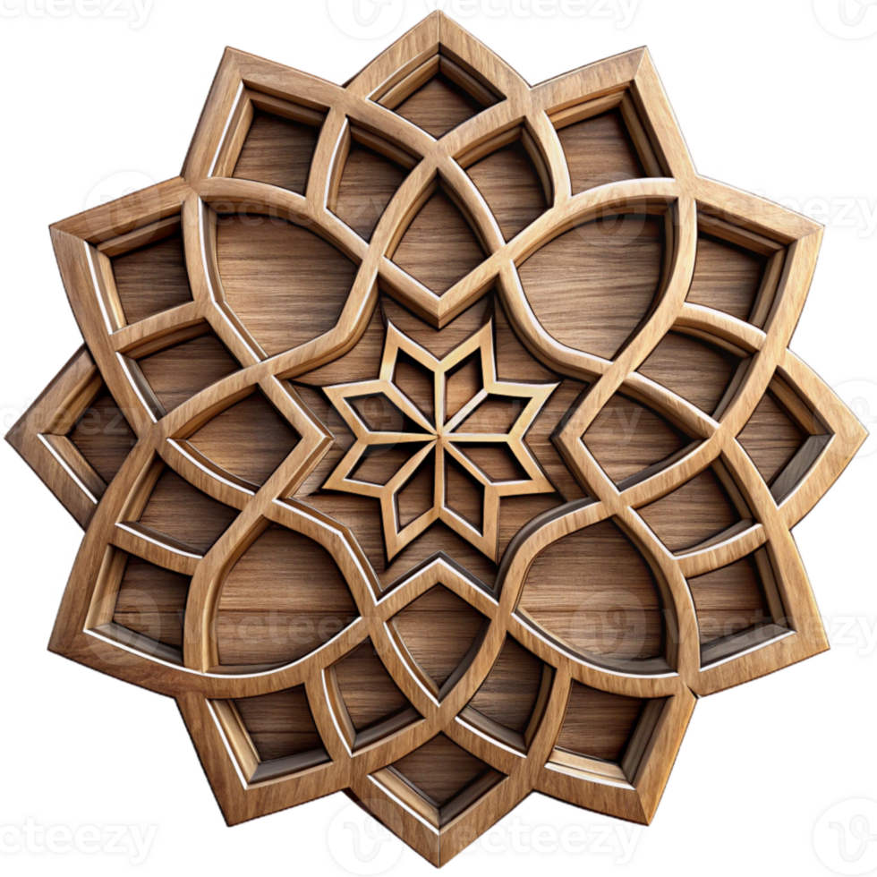 vibrant modern Intricate Wood Inlay Pattern Cutout professional png