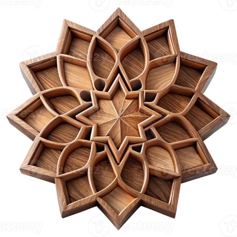 serene minimalist Intricate Wood Marquetry Design Cutout high quality png
