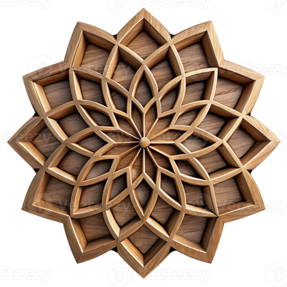 impressive modern Intricate Wood Marquetry Pattern Cutout detailed png