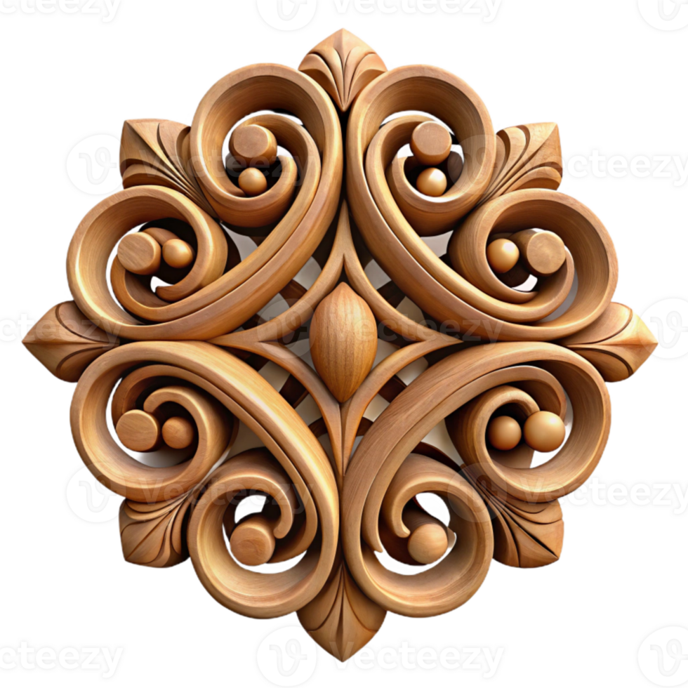 vibrant artistic Intricate Wood Scrollwork Design Cutout exclusive png