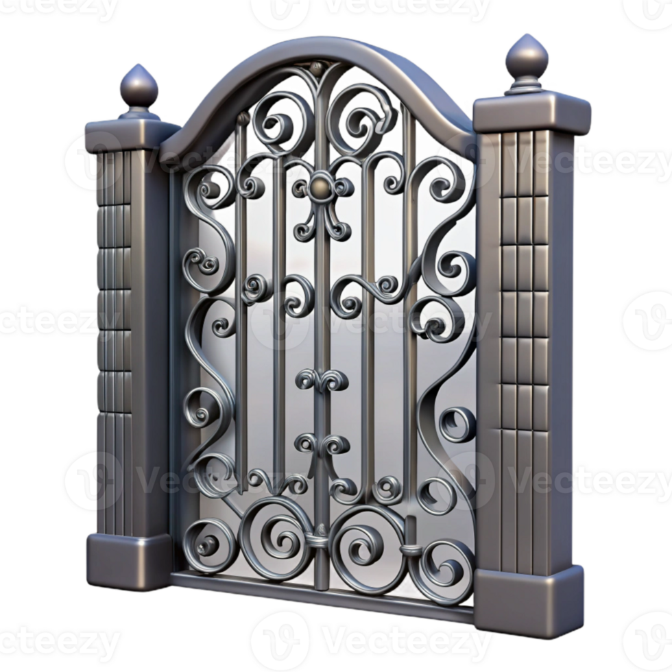 impressive classic Iron Gate with Decorative Scrollwork Transparent Background original png