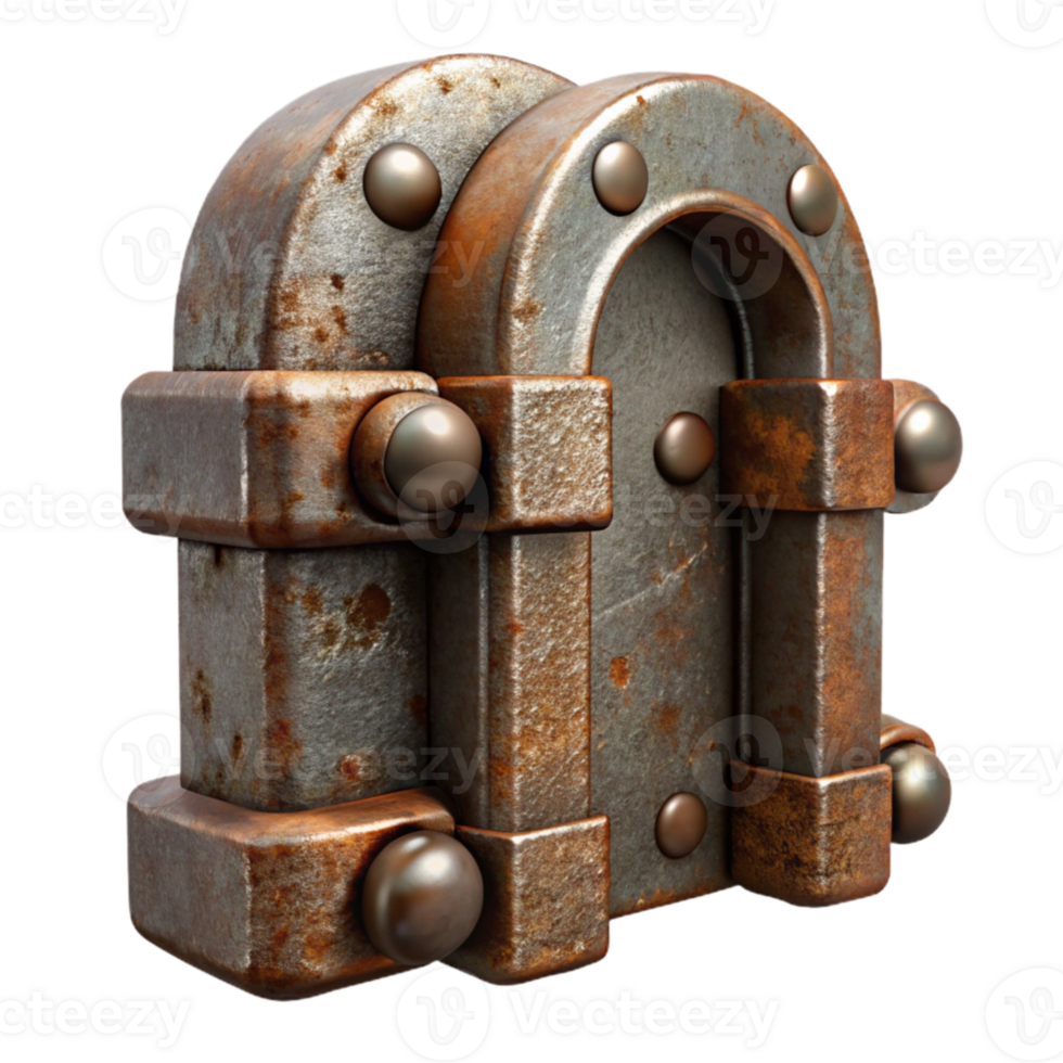 vibrant minimalist Iron Gate Hinge with Rust Effect high quality png