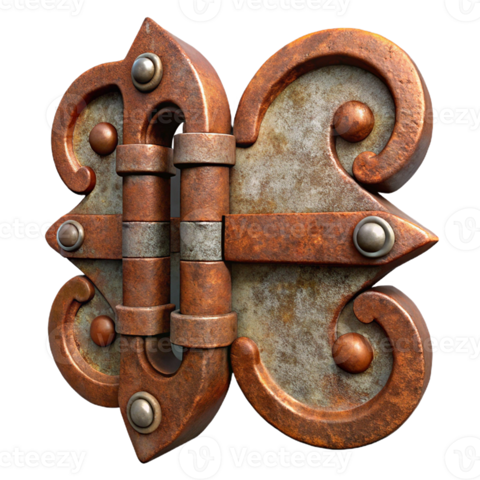 stunning vintage Iron Gate Hinge with Rust Effect png
