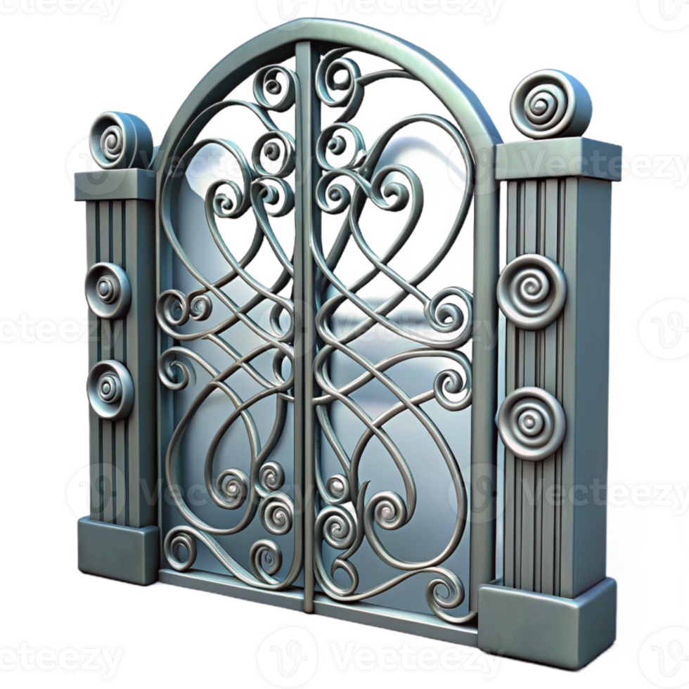 wonderful classic Iron Gate with Decorative Scrollwork Transparent Background detailed png