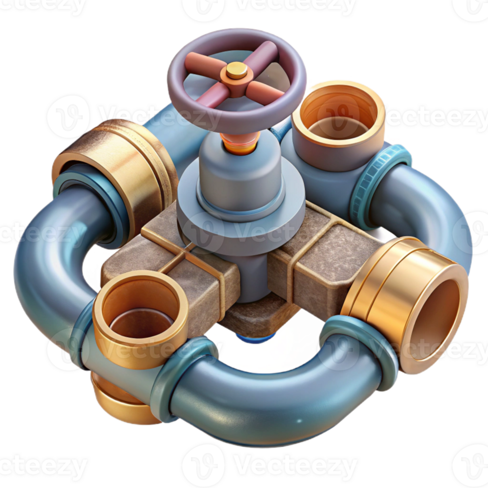 vibrant abstract Irrigation System Pipes and Valves Cutout Element premium png