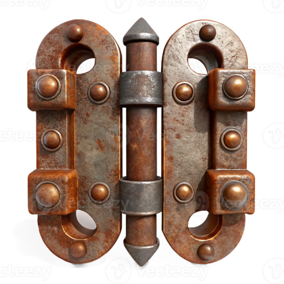 serene abstract Iron Gate Hinge with Rust Effect genuine png